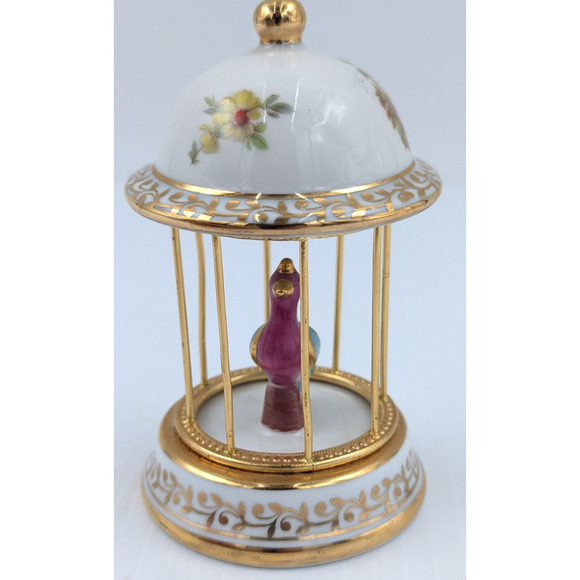 Limoges France Gilded Hand Painted & Transferware Porcelain Bird Cage 4" - Picture 8 of 10